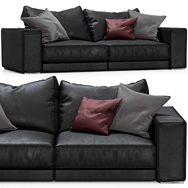 Sleek Budapest Leather Sofa 3D model image 1 