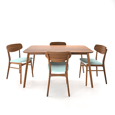 Lucille Fabric 5-Piece Dining Set 3D model image 1 