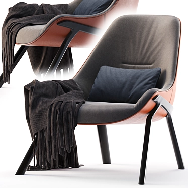 Elegant Metal Leg Lounge Chair 3D model image 1 