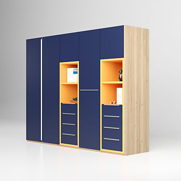 Spacious 2.5m Wardrobe 3D model image 1 