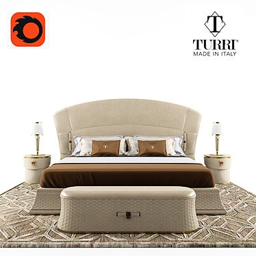 Turri Vogue Bed Set - Elegant Italian Furniture Set 3D model image 1 