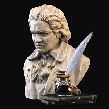 Classical Masterpiece: Beethoven Bust & Inkwell 3D model image 1 