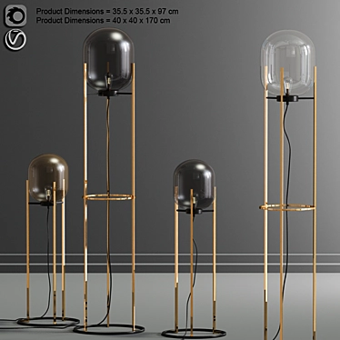 Gold Leaf Inspired Floor Lamp Set 3D model image 1 