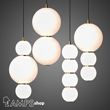 Elegant Pearl Beads Chandelier 3D model image 1 