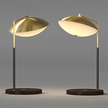 Modern Gold & Wood Table Lamp 3D model image 1 