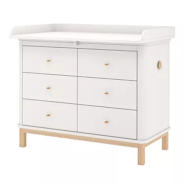 Modern Oliver Wood Nursery Dresser 3D model image 1 