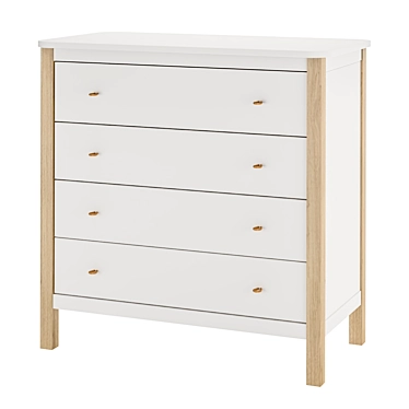 Elegant White/Oak Wood Dresser 3D model image 1 