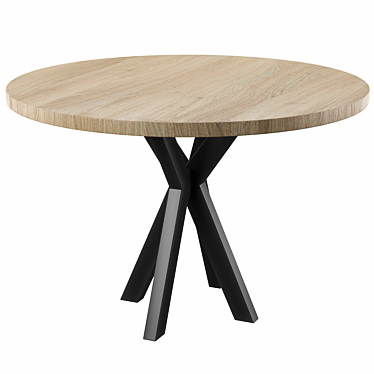Modern Round Wooden Dining Table 3D model image 1 