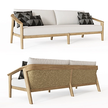 Stylish 90" Malta Teak Sofa 3D model image 1 