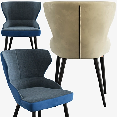 Velvet-Backed Madison Halved Armchair 3D model image 1 