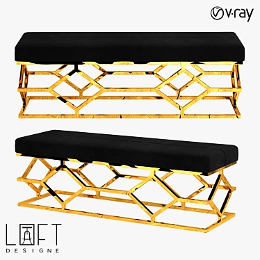 Modern Metal and Fabric Bench 3D model image 1 