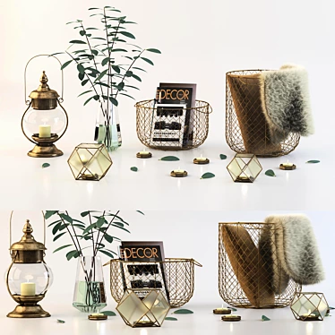 Elegant Hair & Fur Decor Set 3D model image 1 