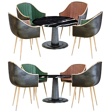 Sleek Table Chair Set 3D model image 1 