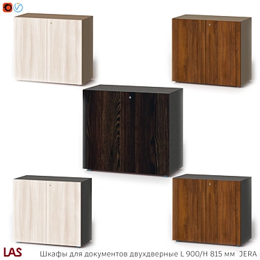 Classic Wood and Leather Cabinet Set 3D model image 1 