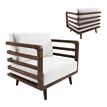 Elegant Wood Sofa 3D model image 1 