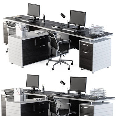 Modern Gray & Black Office Furniture 3D model image 1 