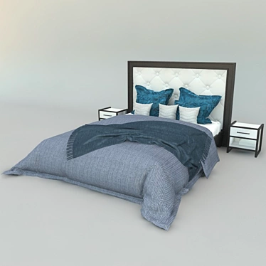 Sleek Contemporary Bed 3D model image 1 