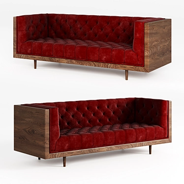 Danish Modern Walnut Encased Sofa 3D model image 1 