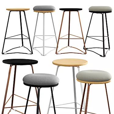 TRI650 Soft Top Stool: Sleek, Stylish, and Sturdy 3D model image 1 