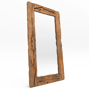 Elegant Wooden Mirror 3D model image 1 