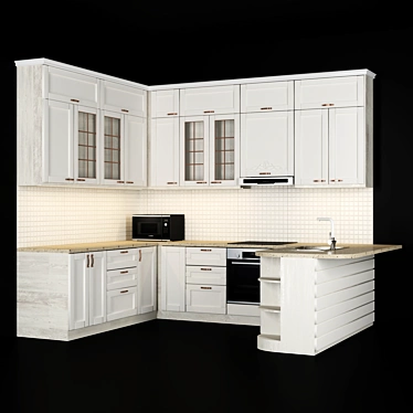 Sleek 3-Piece Kitchen Set 3D model image 1 