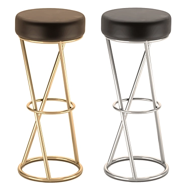 Nuka Bar Stools: Sleek Brass Seating 3D model image 1 