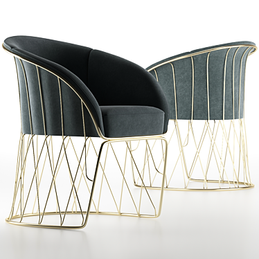 Sleek Metal Leg Armchair 3D model image 1 