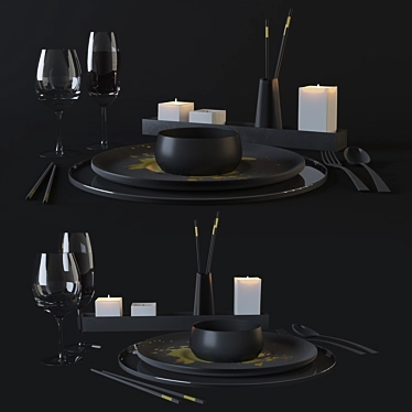 Elegant Dining Table Set 3D model image 1 