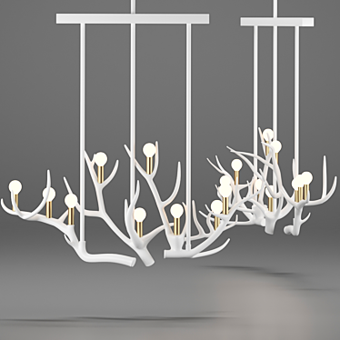 Rustic Antler Pendant Light 3D model image 1 