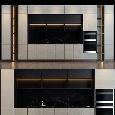 Sleek Stainless Steel Kitchen_035 3D model image 1 