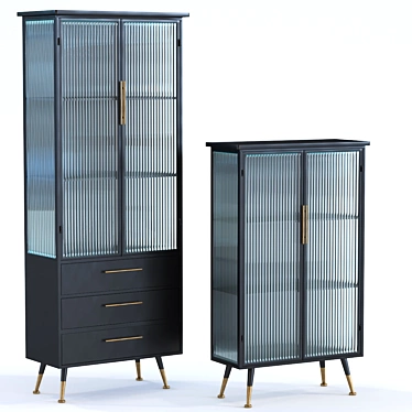 Sleek Glass Cabinet with Two Doors 3D model image 1 