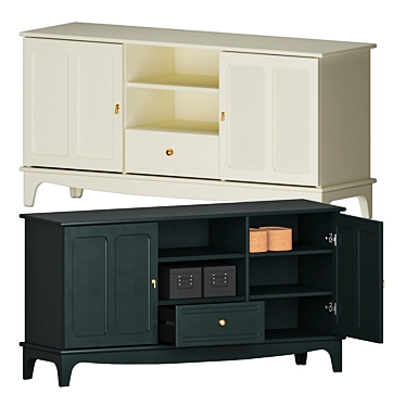 Stylish Lommarp TV Unit: Light Beige & Dark Blue-Green 3D model image 1 