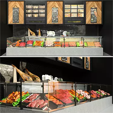 Title: Gourmet Showcase: Meat, Sausage & Jamón 3D model image 1 