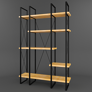 Solid Pine Argon Rack - Stylish and Spacious 3D model image 1 
