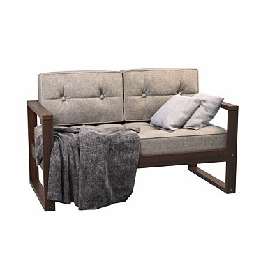 Small Wood and Textile Sofa 3D model image 1 