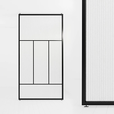 Versatile Glass Partition: Stationary & Pivot Door Options 3D model image 1 