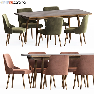 Larsson Dining Set: 180x90 Table + Andover Side Chairs 3D model image 1 