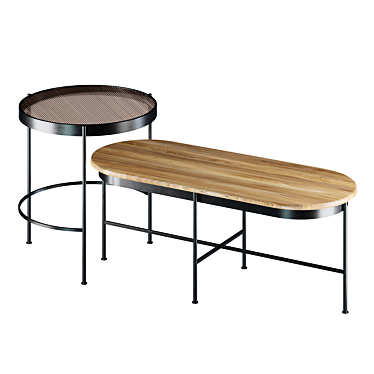 Skandi Wood Union: Stylish Wooden Coffee Tables 3D model image 1 