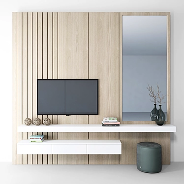 Modern TV Wall Set 07 3D model image 1 