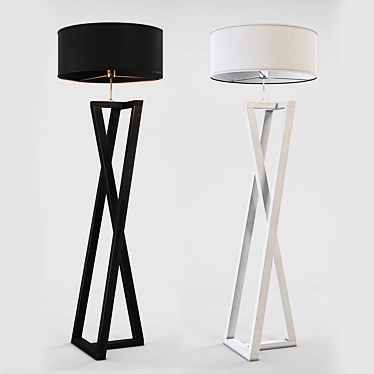 Modern Black and White Wood Floor Lamp 3D model image 1 