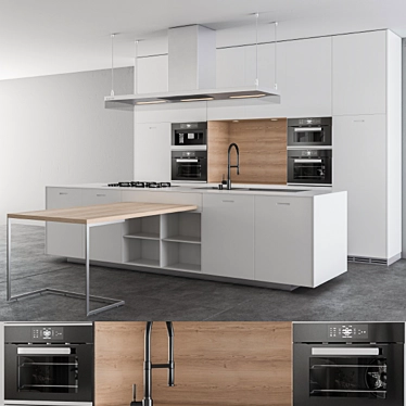 Sleek Poliform White Kitchen 3D model image 1 