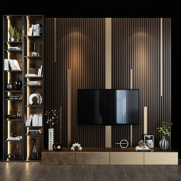 Stylish TV Shelf 0127 3D model image 1 
