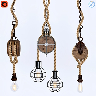 Nautical Rope Pendant Light 3D model image 1 