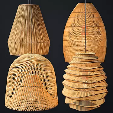 Rustic Rattan Illuminate Ensemble 3D model image 1 