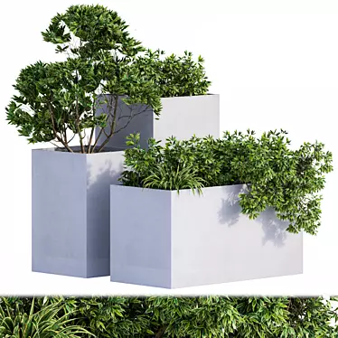 Concrete Outdoor Plants Box 3D model image 1 