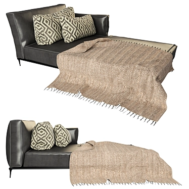 Elegant Leather Sofa 3D model image 1 