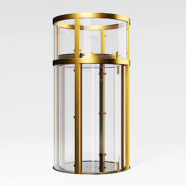 Sleek Glass Round Elevator with 3D Ceiling 3D model image 1 