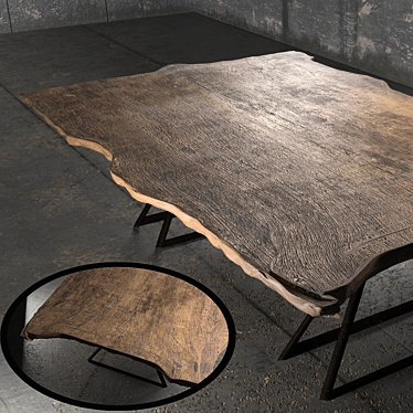 Live Edge Walnut Slab Dining Table 3D model image 1 