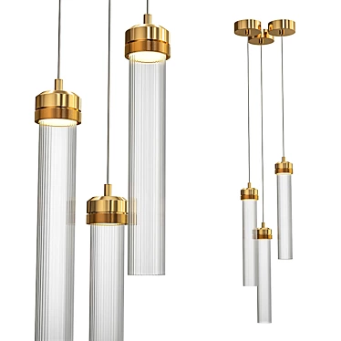 Elegant Fluted Cylinder Pendant 3D model image 1 