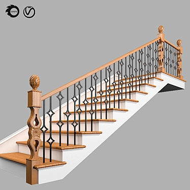 Elegant Classic Staircase 3D model image 1 